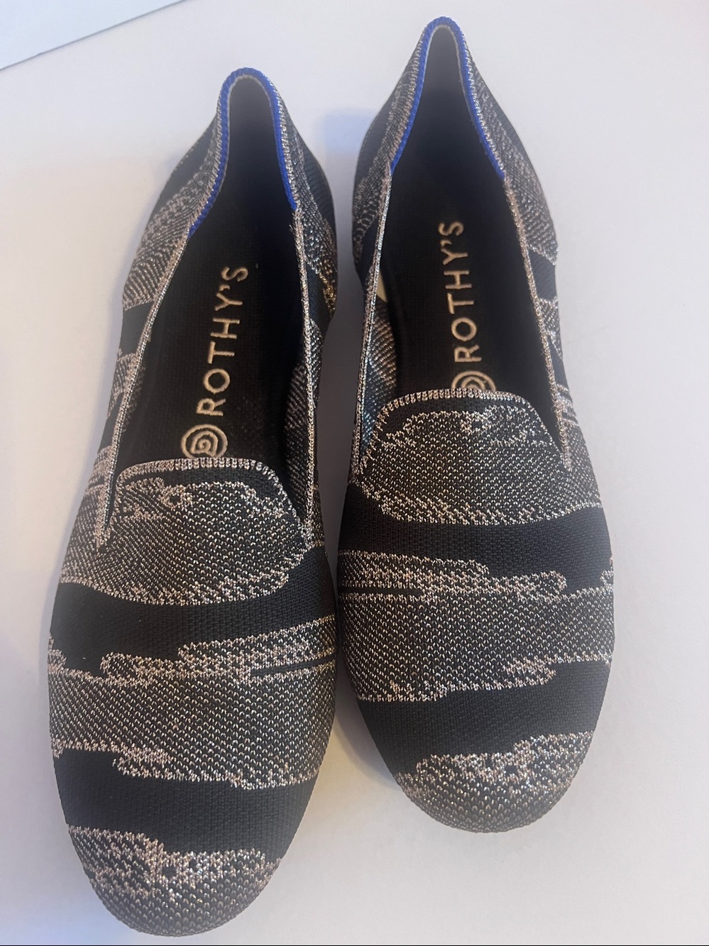 Rothys Black And Gold Shimmer Flats shoes size 10 Shoes women